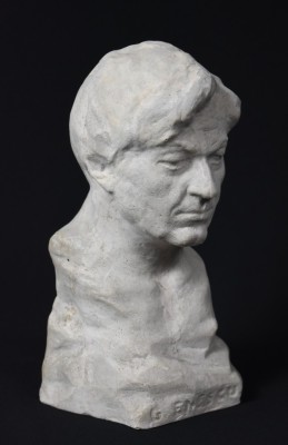 George Enescu - compozitor si violonist / bust vechi din ipsos realizat de un sculptor roman - semnat indescifrabil foto