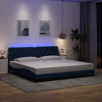 vidaXL Cadru de pat cu LED fără saltea Albastru 200x200 cm Material foto