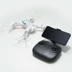 Drona QuadCopter cu lumini led si camera - Alb foto