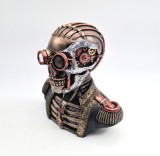 Bust Steampunk skeleton Figurina Craniu rasina acoperita cu bronz 18 cm inaltime pictat manual Veronese Design Kare