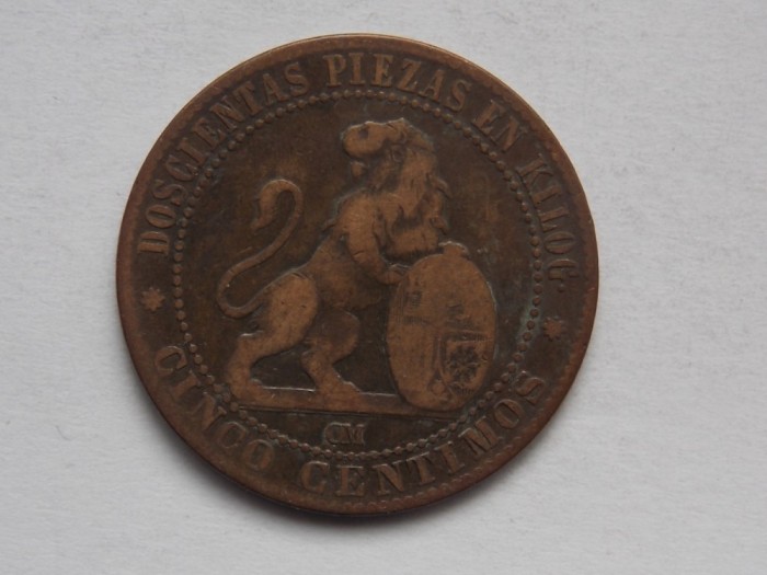 5 CENTIMOS 1870 SPANIA