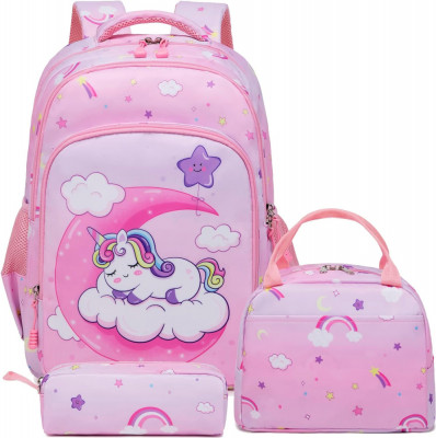 Wadalh rucsac fata unicorn scoala elementara rucsac fata Escol set sac foto