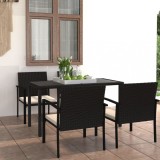 Cumpara ieftin Set mobilier de grădină, 5 piese, negru, poliratan