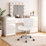 Masa de toaleta/machiaj, Antonia, sertare lucioase + scaun Avola, alb, cu oglinda si LED-uri, 155x42x135 cm GartenVIP DiyLine