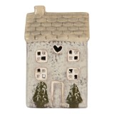Cumpara ieftin Candela Casuta Turta Dulce ceramica gri bej verde 9x8x15 cm