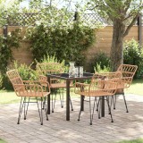 vidaXL Set de masă pentru grădină 5 pcs Maro Rattan poli
