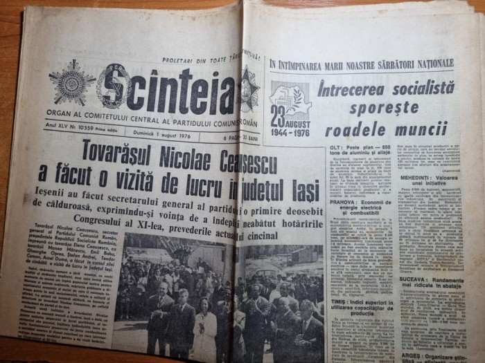 scanteia 1 august 1976-vizita lui ceausescu la iasi,nadia comaneci