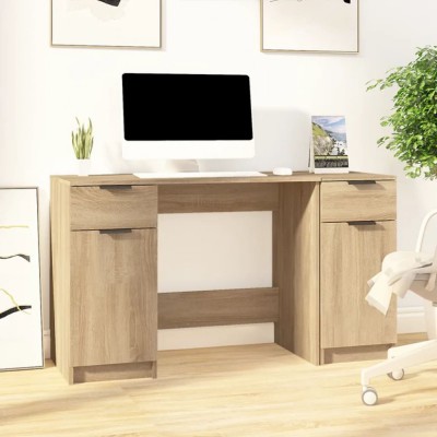 vidaXL Birou cu dulap lateral, stejar sonoma, lemn prelucrat foto