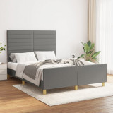 VidaXL Cadru de pat cu tăblie, gri &icirc;nchis, 140x200 cm, textil