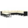 Set mobilier de gradina cu perne, 11 piese, negru, poliratan