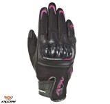 Manusi femei pentru scuter - motocicleta Roadster vara piele/textil Ixon model RS Rise Air LS culoare: negru/fucshsia (roz) &ndash; degete tactile Negru/fuc