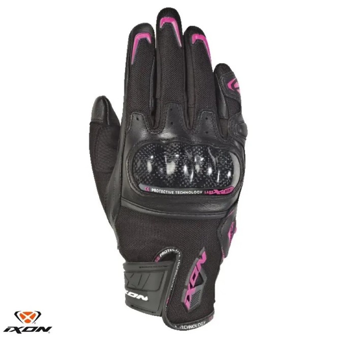 Manusi femei pentru scuter - motocicleta Roadster vara piele/textil Ixon model RS Rise Air LS culoare: negru/fucshsia (roz) &ndash; degete tactile Negru/fuc