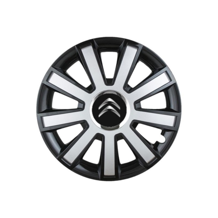 Set 4 capace roti Flash Gri-Negru R16 pentru gama auto Citroen