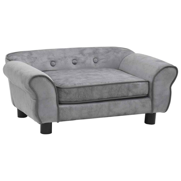 vidaXL Canapea pentru c&acirc;ini, gri, 72 x 45 x 30 cm, pluș