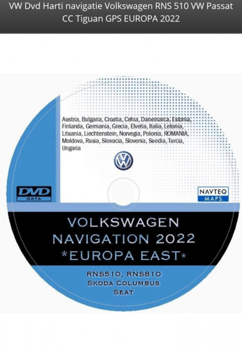 VW Dvd Harti navigatie VW SKODA RNS 510 VW Passat Vw Golf Tiguan GPS EUROPA 2022