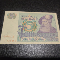 Bancnota 5 Kronor 1978 Suedia