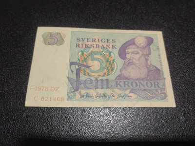 Bancnota 5 Kronor 1978 Suedia foto