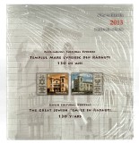 Album filatelic - Templul Mare Evreiesc din Rădăuți - 130 de ani - Patrimoniul cultural evreiesc (bilingv) 2013, &icirc;n folie