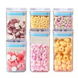 Cutii de Depozitare Alimente, Cyrax, Set din 6 Cutii de tip Container, 2x0.5 l, 2x0.8 l, 2x1.2 l, Recipiente pentru Cereale in Bucatarie, Transparente