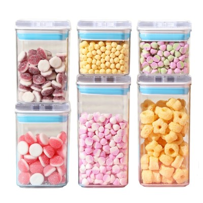 Cutii de Depozitare Alimente, Cyrax, Set din 6 Cutii de tip Container, 2x0.5 l, 2x0.8 l, 2x1.2 l, Recipiente pentru Cereale in Bucatarie, Transparente foto