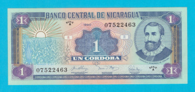 Nicaragua 1 Cordoba 1990 &amp;#039;Cordoba Oro&amp;#039; UNC serie: 07522463 foto