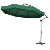 Outsunny Umbrelă de Soare cu Plasă de Ț&acirc;nțari, Umbrelă de Soare cu Deschidere Manivelă și Bază Transversală, 295x295x240 cm, Verde | Aosom Romania