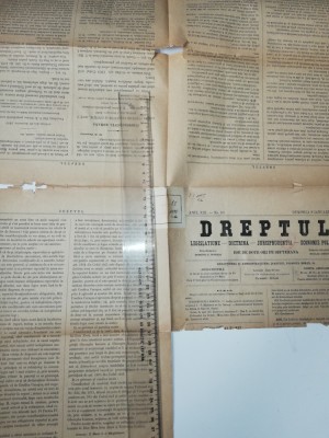 FRAGMENT ZIAR VECHI - DREPTUL - 8 IANUARIE 1884 - POATE FI INRAMAT foto