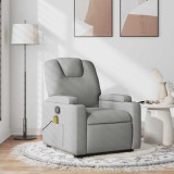 VidaXL Fotoliu de masaj rabatabil, gri deschis, textil