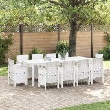 VidaXL Set Mese Grădină 11 pcs Alb 250 x 100 x 73 cm Plastic, ratan