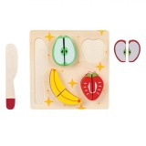 Set Jucării de Feliat Fructe din Lemn, 18x18cm, Multicolor, 5 Piese, Oem