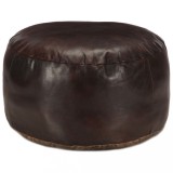 vidaXL Fotoliu puf, maro &icirc;nchis, 60 x 30 cm, piele naturală de capră