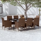Cumpara ieftin Gossi set mobilier de gradina cu perne, 9 piese, maro si negru