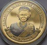 1 Crown 2017 Gibraltar, Elizabeth II, House of Windsor, Bunc, gold plated