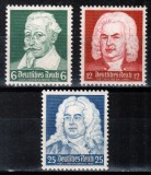 Germania Reich 1935, Mi #573-575, compozitori, Schutz, Bach, Haendel, MNH! Cota 35 &euro;!