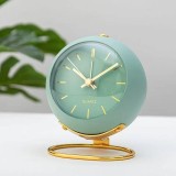 Ceas desteptator Luxury analogic , design clasic din metal, functie silentioasa cu iluminare de noapte, Verde