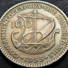Moneda 100 MILS - CIPRU, anul 1955 * cod 721 B