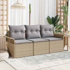 vidaXL Set de canapele pentru grădină 3 pcs Bej 196 x 62 x 85cm 3345220