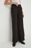 G-Star pantaloni de bumbac culoarea negru, drept, high waist