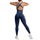 Costum Sport de Dama, Flippy, One Piece, pentru Yoga, Elastic, Fara Cusaturi, Albastru Marin, Marime S