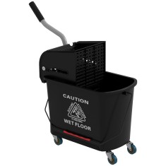 HOMCOM Cărucior Profesional pentru Curățenie cu Găleată pentru Mop de 20L, 60x27x70,5 cm, Negru | Aosom Romania