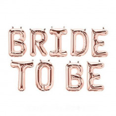 Set baloane folie Bride to be, 340x35cm, rose gold foto