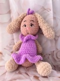 Cumpara ieftin Jucarie de plus Iepuras Daisy, lucrata manual, handmade, textil, mov/roz/bej, 44 cm