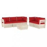 vidaXL Set mobilier grădină din paleți cu perne, 6 piese, lemn molid