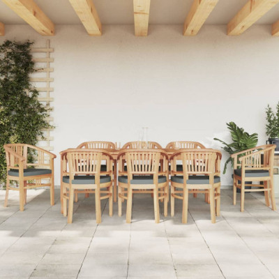 vidaXL Set mobilier de grădină, 9 piese, lemn masiv de tec foto