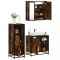 vidaXL Set mobilier de baie, 3 piese, stejar fumuriu, lemn prelucrat 3300967
