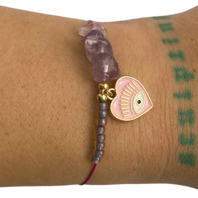 Bratara Ametist Evil Eye - liniste si protectie foto