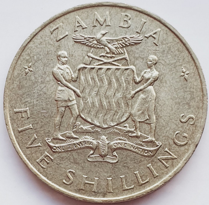 1983 Zambia 5 shillings 1965 Independence of Zambia km 4