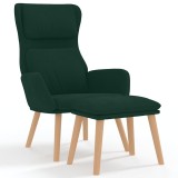 Cumpara ieftin Scaun de relaxare cu taburet, verde inchis, catifea