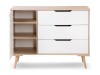 Comoda Infasat Klups Sofie Alb-Natur, 3 Sertare + Usa, Spatioasa, Calitate Premium, Camera Copilului, 120x94.5x45 cm