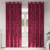 Draperii din catifea 2 bucăți cu gromete Bordo 245x140 cm